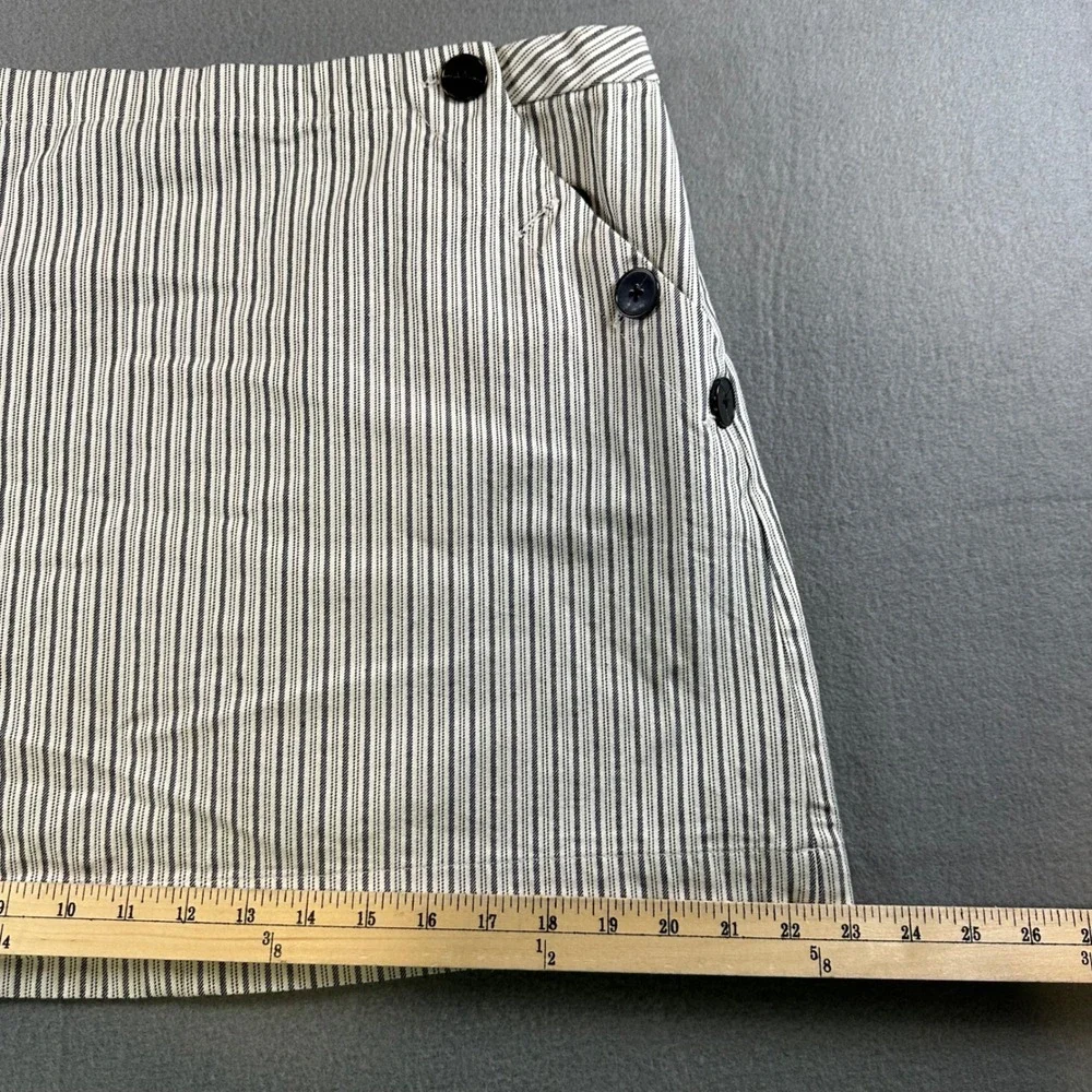 Banana Republic Blue Stripe Button Side Mini Skirt 14 Nautical ALine S/547958-00